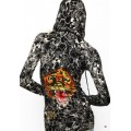 Christian Audigier Hoodies Print Tiger Black For Women