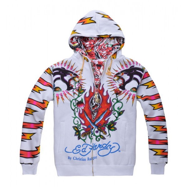 Discount Ed Hardy Hoodies UK Bolt Leopard For Men