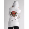 Ed Hardy Hoodies Classic Love Kill Slowly White For Women