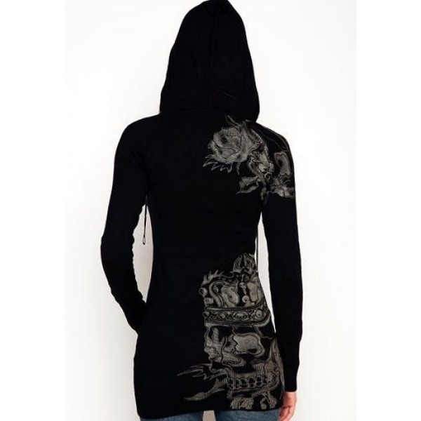 Ed Hardy Hoodies Classic Tiger Black For Women