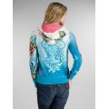 Ed Hardy Hoodies Cross True Love Blue For Women