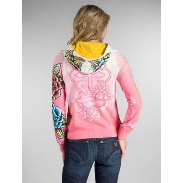 Ed Hardy Hoodies Cross True Love Pink For Women