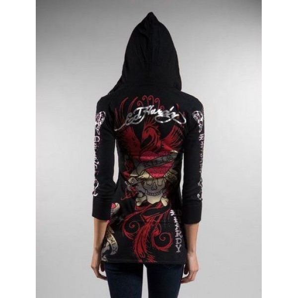 Ed Hardy Hoodies Fire Phoenix Black For Women