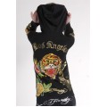 Ed Hardy Hoodies Gold Rose Tiger Black For Women