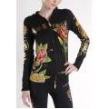 Ed Hardy Hoodies Gold Rose Tiger Black For Women