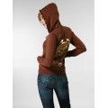 Ed Hardy Hoodies Gold Skull Brown For Women