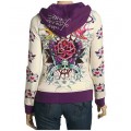Ed Hardy Hoodies Love And Roses Purple For Women
