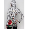 Ed Hardy Hoodies Printing Roses White For Women
