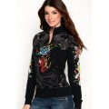 Ed Hardy Hoodies Shark Rose Black For Women