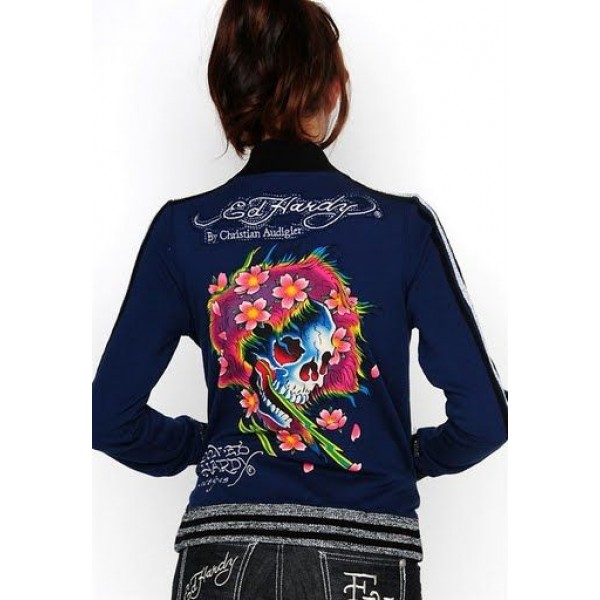 Ed Hardy Jackets Skull Flower Blue For Women