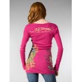 Don Ed Hardy Clearance Long T Shirt Rose Red Womens