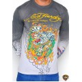 Ed Hardy Long Sleeve Broken Skull Grey For Men