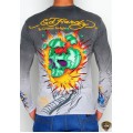 Ed Hardy Long Sleeve Broken Skull Grey For Men