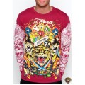 Ed Hardy Long Sleeve Cross Tiger Red For Men