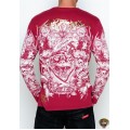 Ed Hardy Long Sleeve Cross Tiger Red For Men
