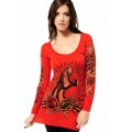 Ed Hardy Long Sleeve Red Womens Outlet Store