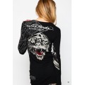 Ed Hardy Womens Long Sleeve Black Tiger UK Sale