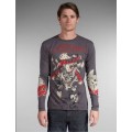 Grey Christian Long Sleeve Ed Hardy Men Skull