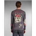 Grey Christian Long Sleeve Ed Hardy Men Skull