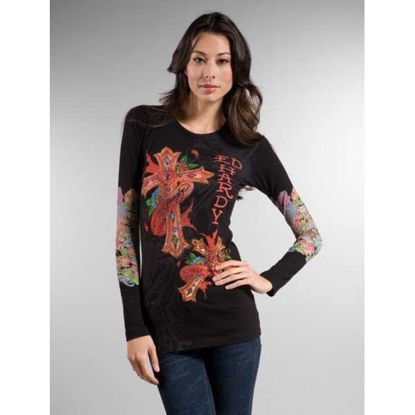 Long Sleeve Ed Hardy Clothing For Women Black