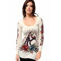 White Long Sleeve Ed Hardy For Women Tattoo Designs