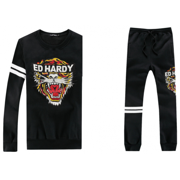 Don ED Hardy Suits Classic Tiger Diamond Black For Men