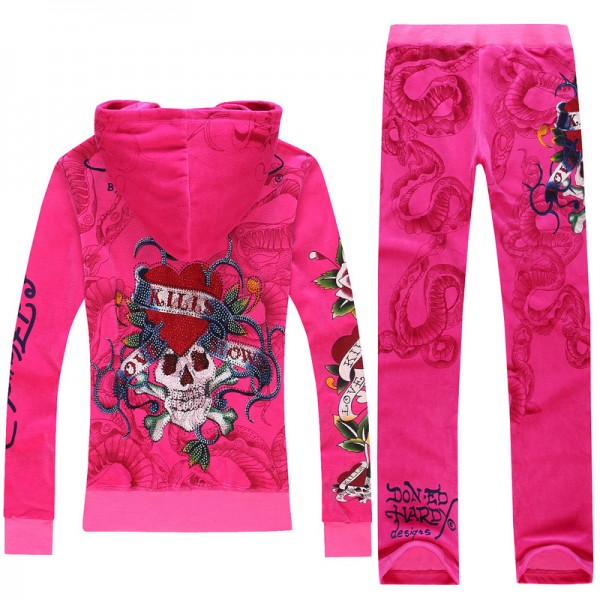 ED Hardy Long Suits Diamond Love Kill Slowly Rose Red For Women