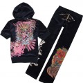 ED Hardy Short Suits Black Love Kill Slowly Pink For Women