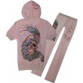 ED Hardy Short Suits Peacock Skull Pink For Women