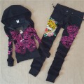 ED Hardy Womens Long Suits Tiger Logos Rose In Black