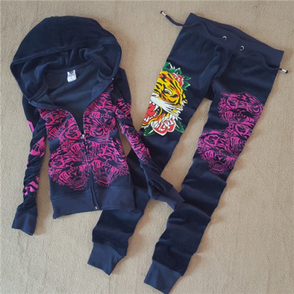 ED Hardy Womens Long Suits Tiger Logos Rose In Deep Blue
