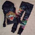 ED Hardy Womens Long Suits Tiger Rose In Black