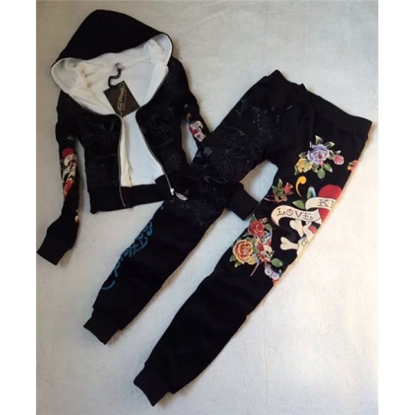 ED Hardy Womens Thick Long Suits Love Kill Slowly In Black
