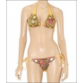 Womens Ed Hardy Swimsuit Bikini Flame Skull Yellow Site