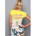 Christian Audigier T Shirts Butterfly Yellow For Women