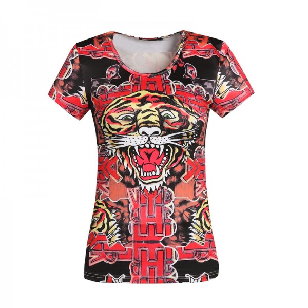 ED Hardy Short T Shirts Womens Classic Tiger Red Fashion