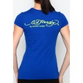 Ed Hardy T Shirts Geisha Logo Light Blue For Women