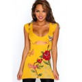 Ed Hardy T Shirts Rose And Tiger Yellow For Women