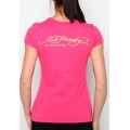 Ed Hardy T Shirts Rose Logo Rose Red For Women