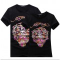 Womens Ed Hardy Short Tee Colorful Diamond Tiger Logo