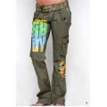 Ed Hardy Tight Pants Pockets Army Green For Women