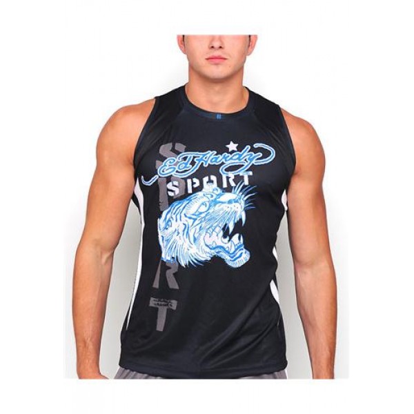ED Hardy Muscle Shirts Tiger Sport Black For Men