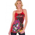 Ed Hardy Vest Bolt Skull Rose Red For Women