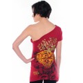 Ed Hardy Vest Gold Logo Tiger Red For Women