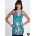 Ed Hardy Vest Gold Phoenix Blue For Women